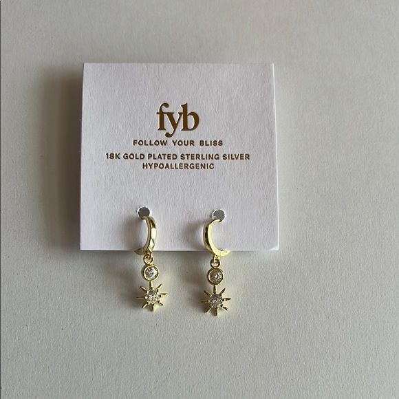 Gold and Silver Dangle Starburst Earrings - Picture 2 of 2